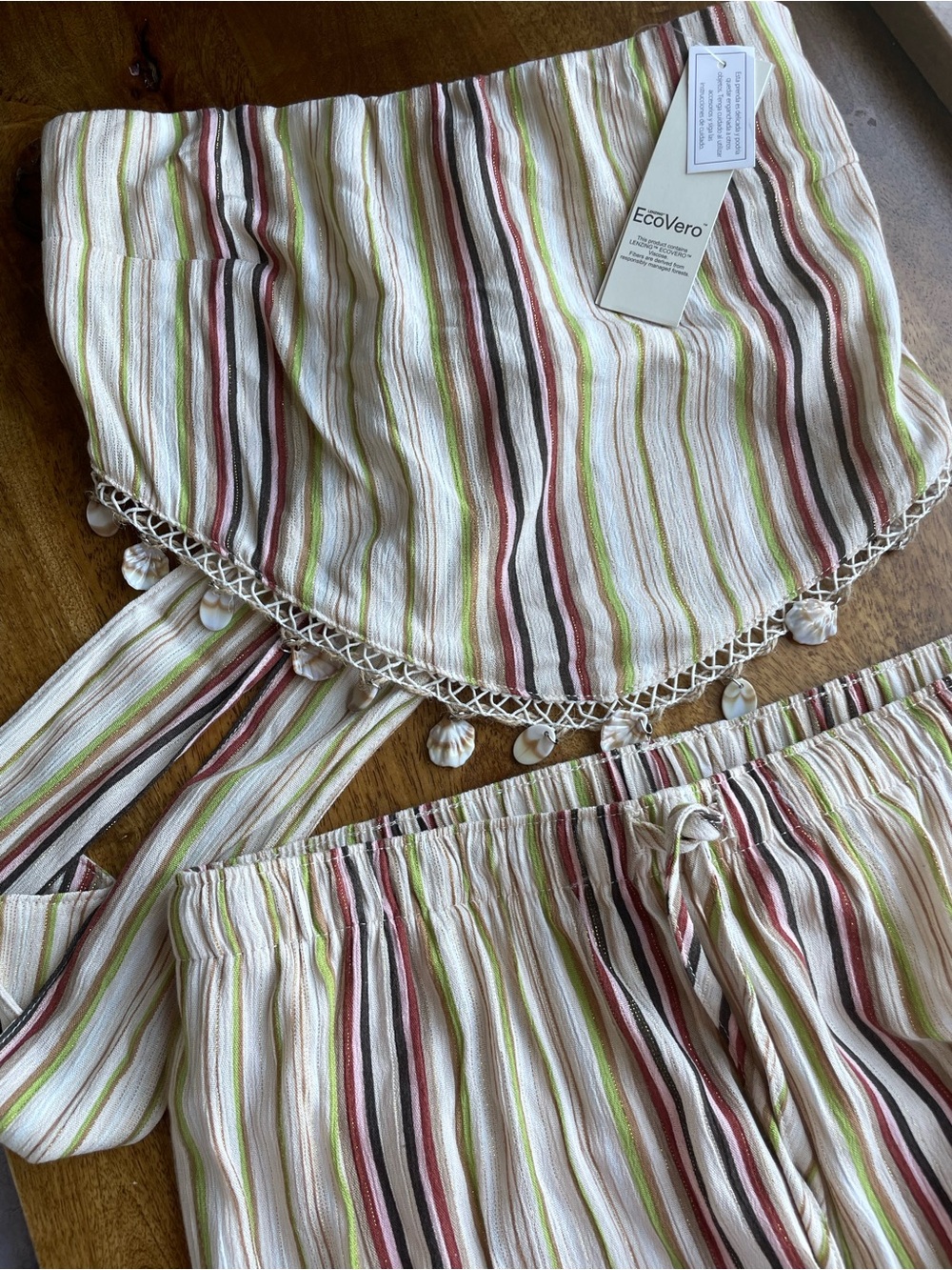 No Boundaries Cream Striped Wide-Leg Pants with Multi-Color Stripes